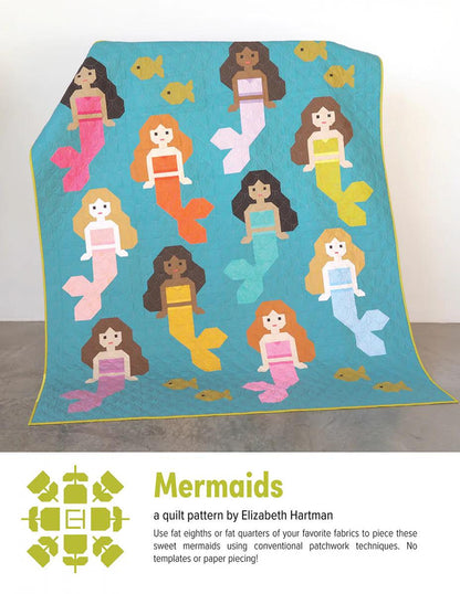 Elizabeth Hartman Mermaids Quilt Pattern EH-082 - 2 Size Variations Per Pattern