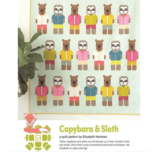 Elizabeth Hartman Capybara & Sloth Quilt Pattern EH-079 - 3 Size Variations Per Pattern
