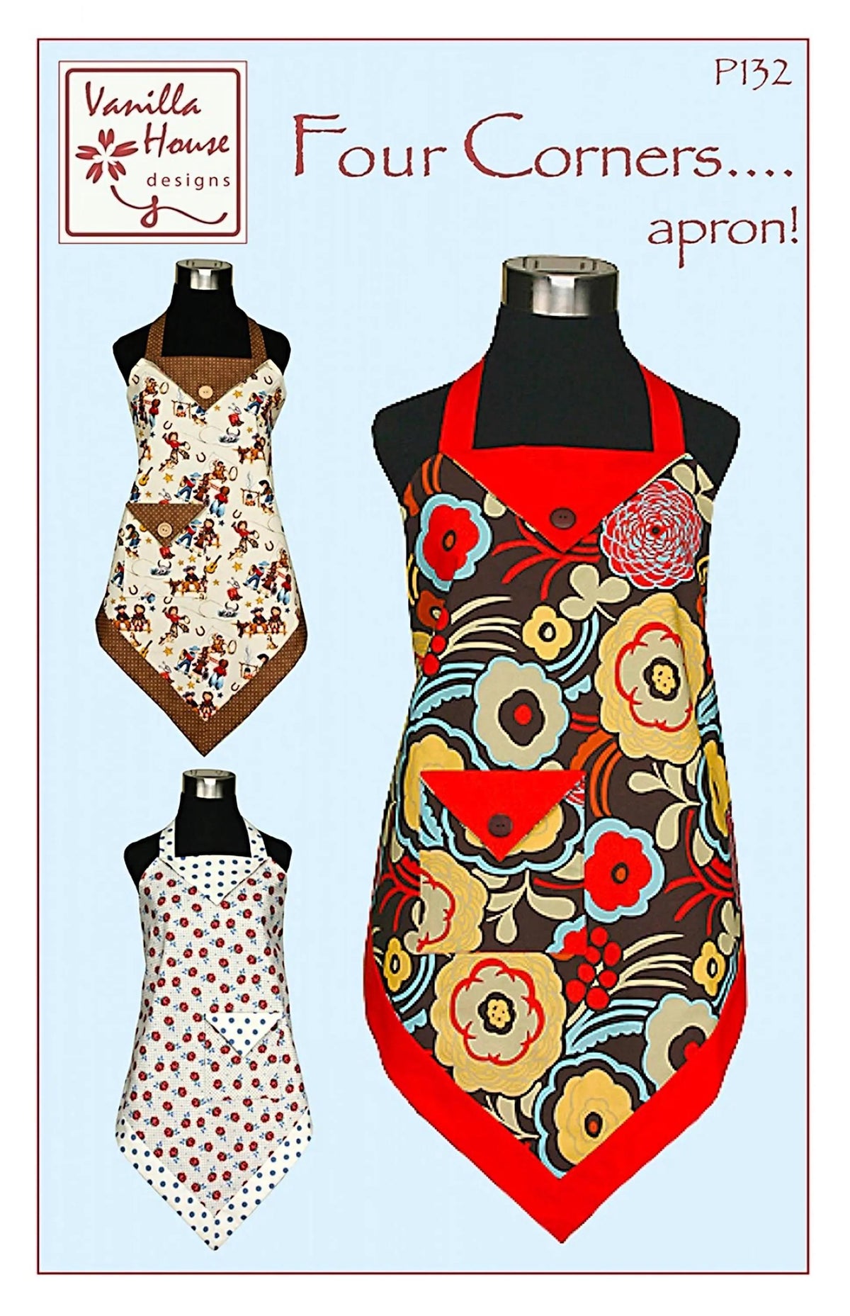 Vanilla House Designs Four Corners Apron Pattern P132 - One Size Fits All!