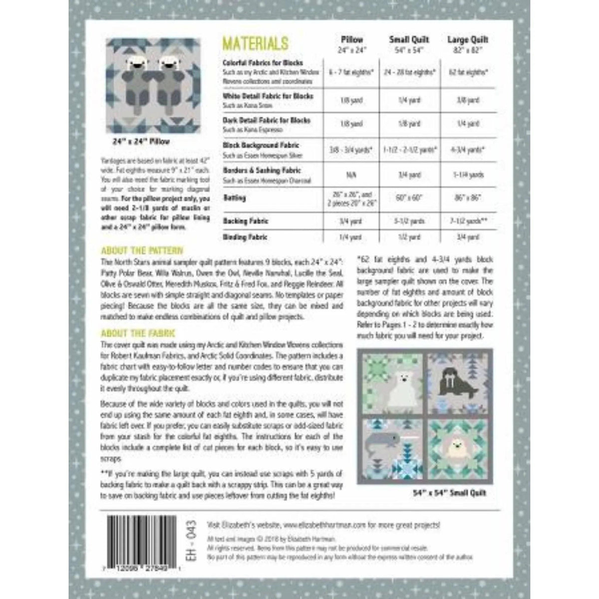 Elizabeth Hartman North Stars Quilt Pattern - 3 Size Variations Per Pattern