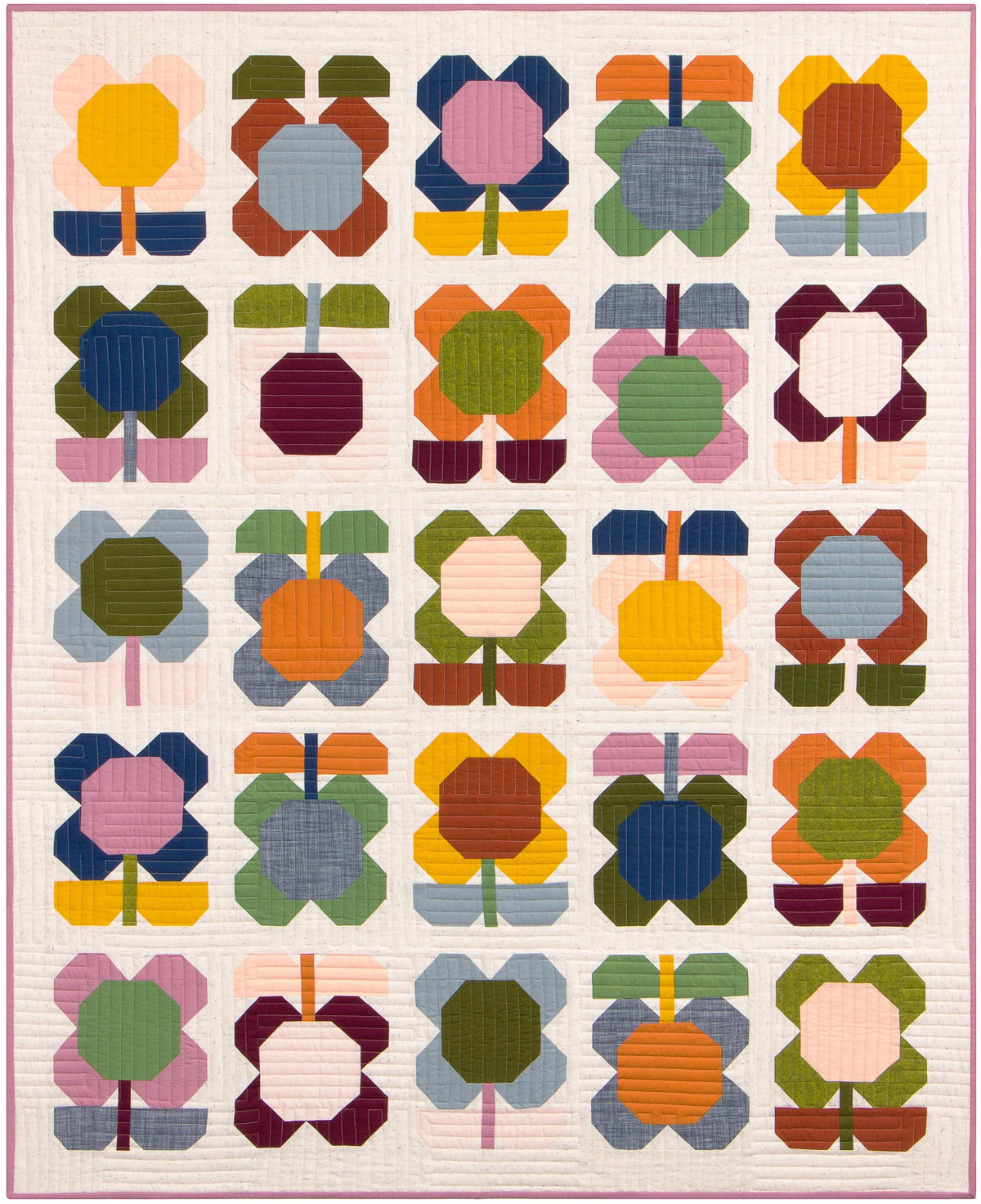 Pen + Paper Patterns Folk Blooms Quilt Pattern Finished Size: 56.5”x69” (Optional Fineline Glue Tip Sets)