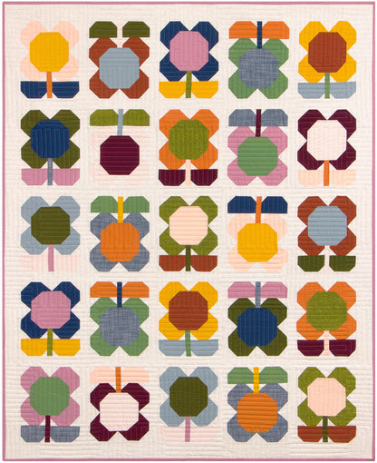Pen + Paper Patterns Folk Blooms Quilt Pattern Finished Size: 56.5”x69” (Optional Fineline Glue Tip Sets)