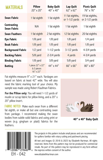 Elizabeth Hartman Swan Island Pattern - 4 Size Variations Per Pattern