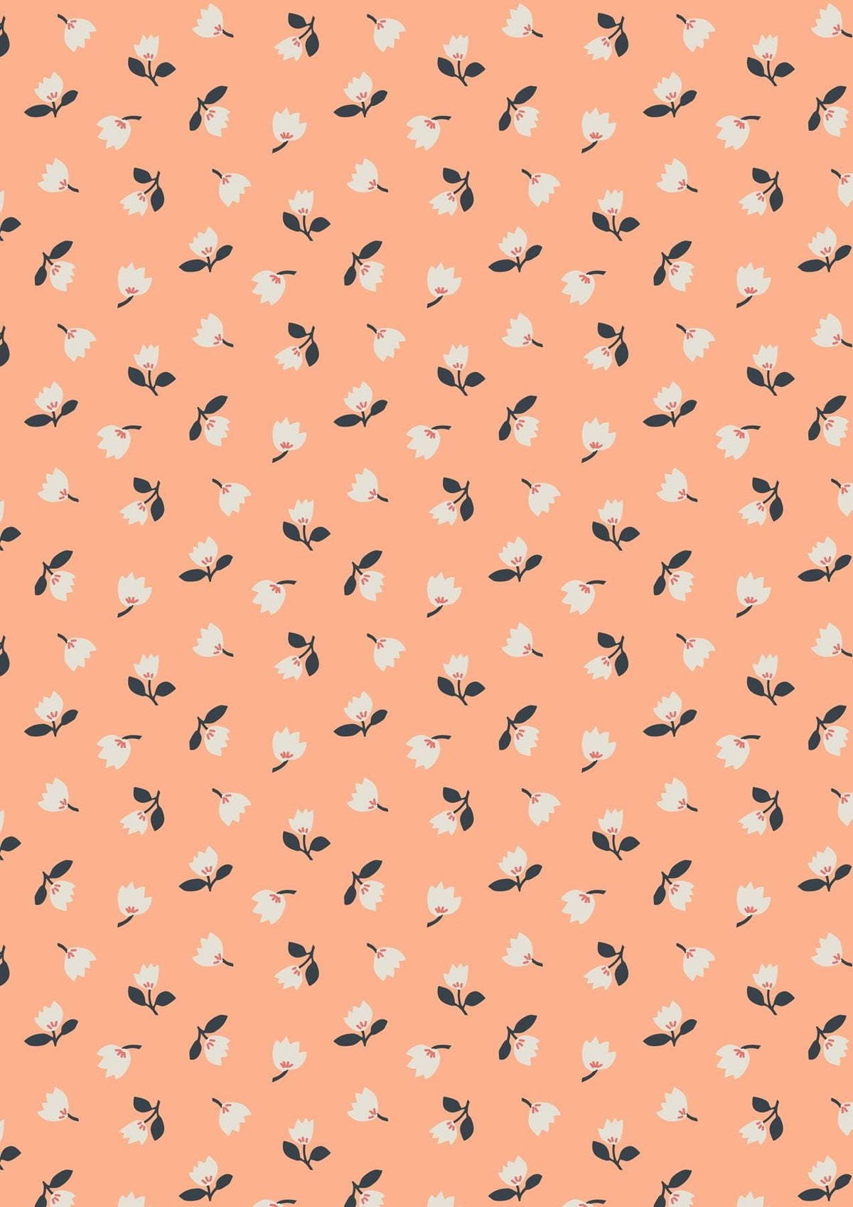 Lewis & Irene Folk Floral Fabric Collection Little Flowers on Peach Authentic Premium 100% Cotton Quilt Shop Quality Fabrics