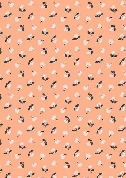 Lewis & Irene Folk Floral Fabric Collection Little Flowers on Peach Authentic Premium 100% Cotton Quilt Shop Quality Fabrics
