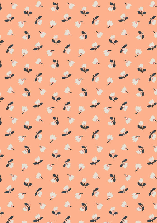 Lewis & Irene Folk Floral Fabric Collection Little Flowers on Peach Authentic Premium 100% Cotton Quilt Shop Quality Fabrics