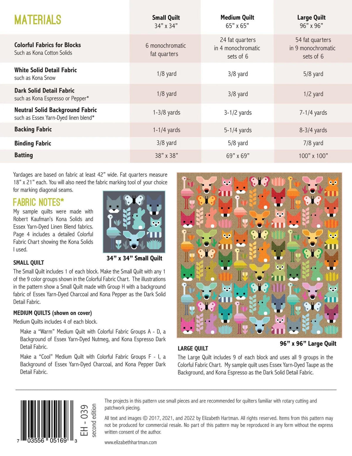 Elizabeth Hartman Delightful Desert Quilt Pattern - 3 Size Variations Per Pattern