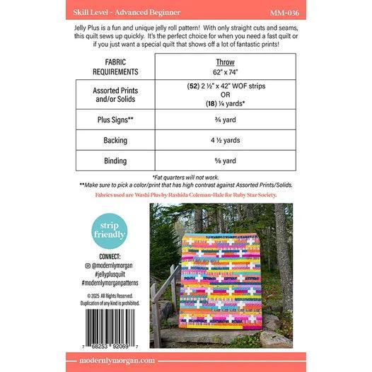 Modernly Morgan Jelly Plus Quilt Pattern Finished Size: 62"x74"