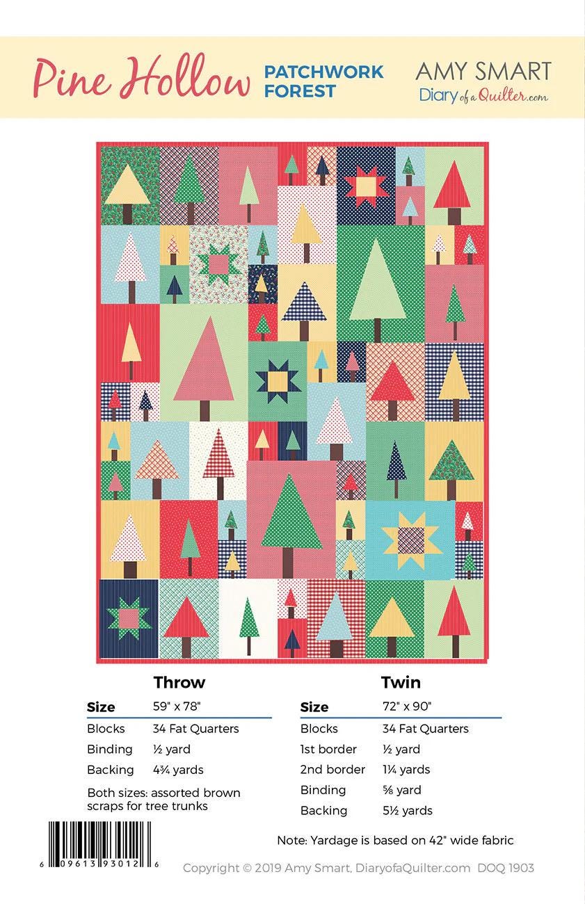 Diary of a Quilter Amy Smart Pine Hollow Patchwork Forest Quilt Pattern - 2 Size Variations Per Pattern