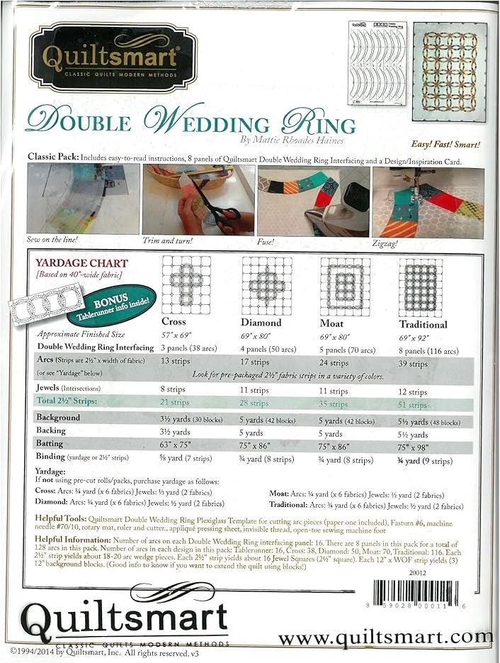 Quiltsmart Double Wedding Ring Quilt Printed Interfacing Pack - 4 Size Variations Per Pattern