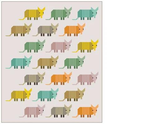 Elizabeth Hartman Armadillos Pattern - 3 Size Variations Per Pattern