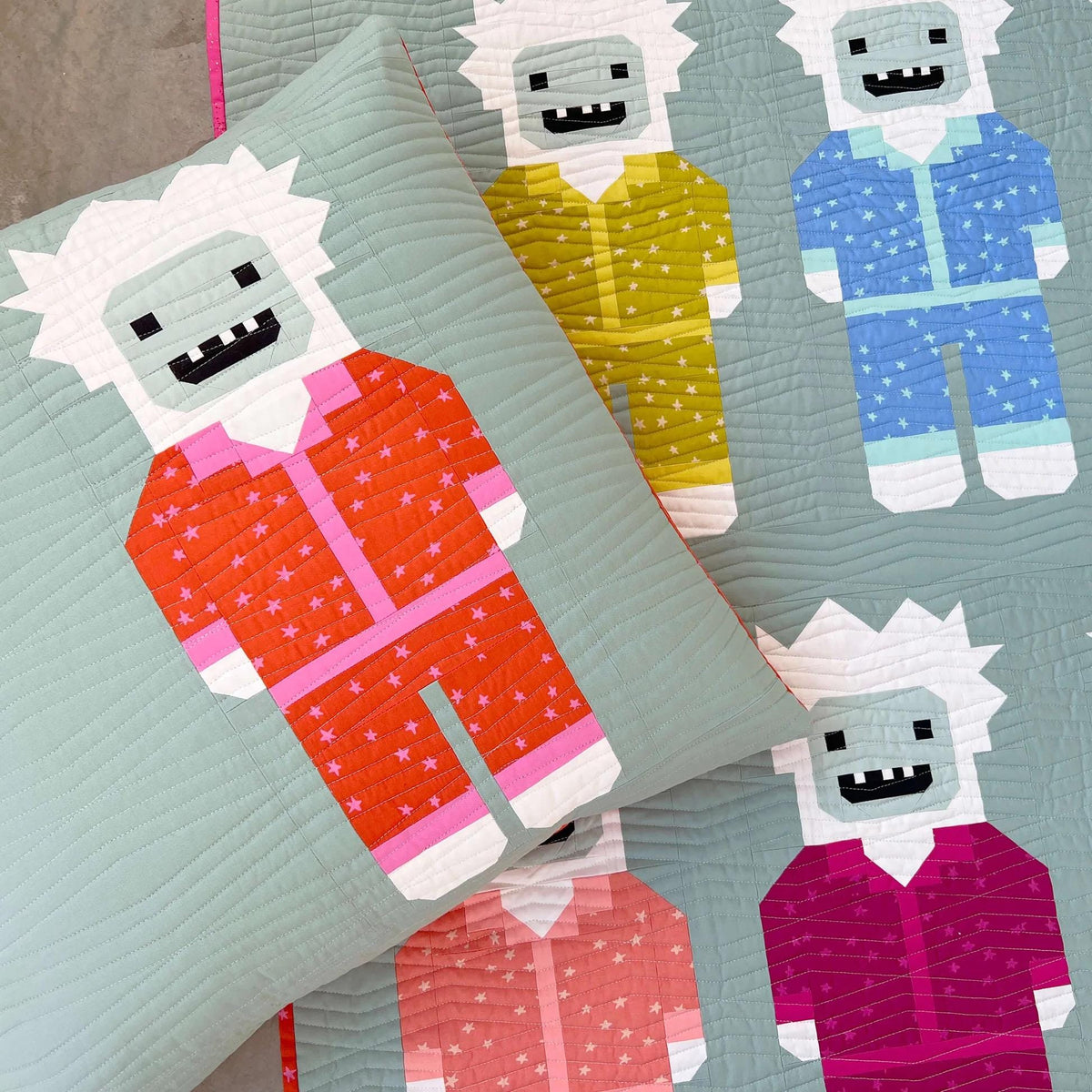 Elizabeth Hartman Yetis in Pajamas Quilt Pattern EH-081 - 3 Size Variations Per Pattern