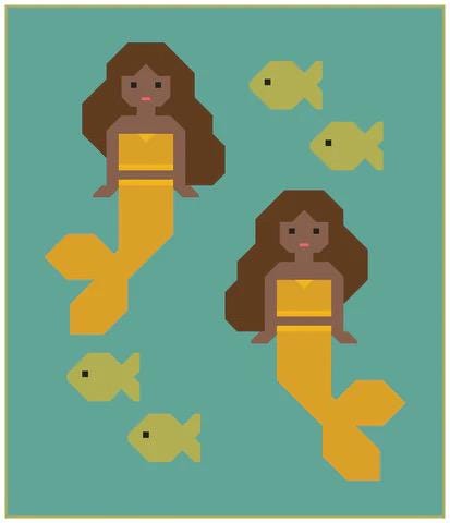 Elizabeth Hartman Mermaids Quilt Pattern EH-082 - 2 Size Variations Per Pattern