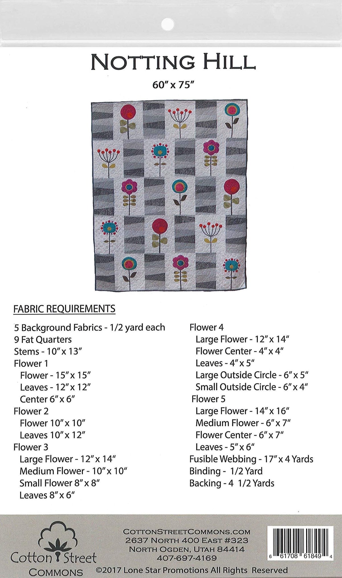 DIGITAL DOWNLOAD Cotton Street Commons Notting Hill Quilt Pattern Finished Size 60”x75”