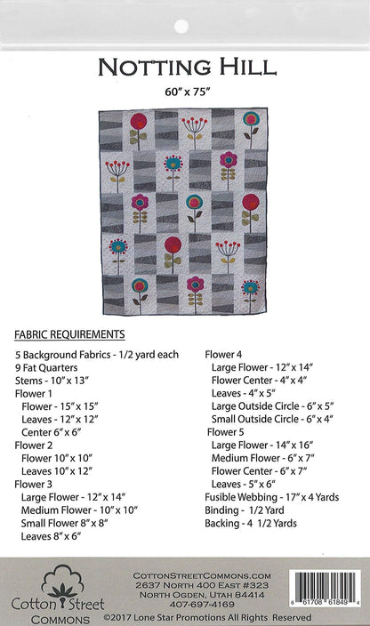 DIGITAL DOWNLOAD Cotton Street Commons Notting Hill Quilt Pattern Finished Size 60”x75”