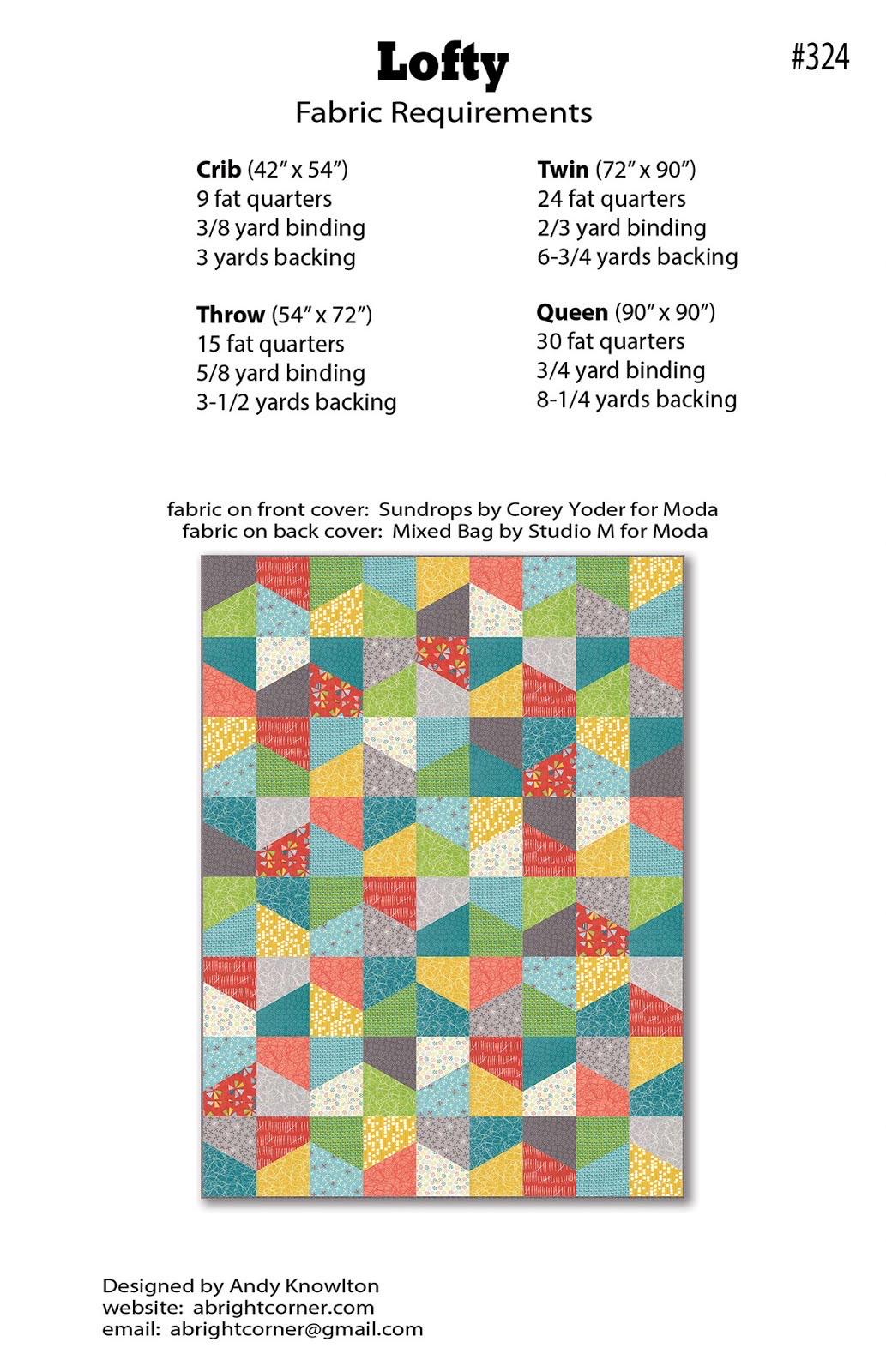 A Bright Corner Lofty Quilt Pattern - 4 Size Variations Per Pattern