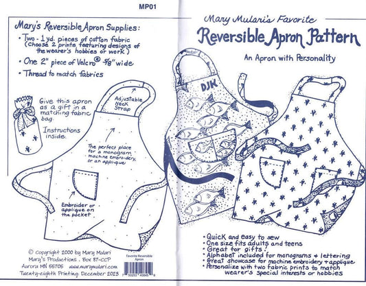 Mary Mulari Designs Reversible Apron Pattern