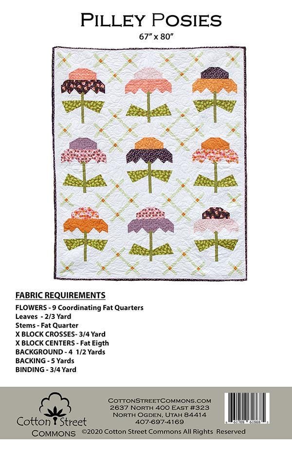 DIGITAL DOWNLOAD Cotton Street Commons Pilley Posies Quilt Pattern Finished Size 67"x80"