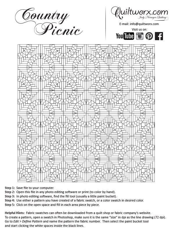 Quiltworx Country Picnic Foundation Paper Piecing Placemat Pattern