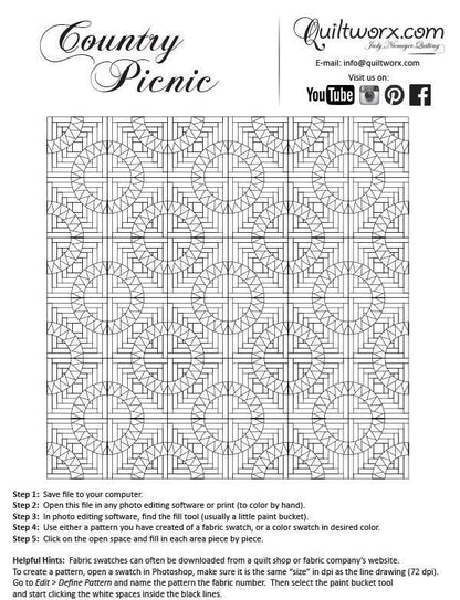 Quiltworx Country Picnic Foundation Paper Piecing Placemat Pattern