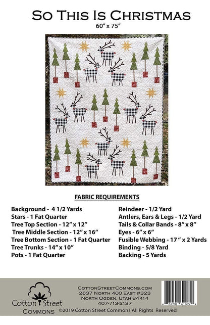 Cotton Street Commons So This is Christmas Quilt Pattern Finished Size 60”x72”
