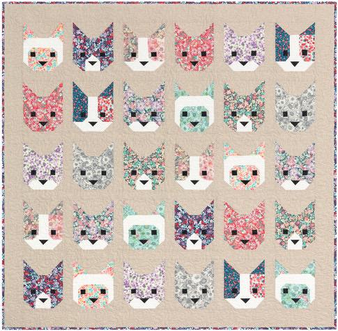 Elizabeth Hartman The Kittens Pattern Finished Size: 66”x66”