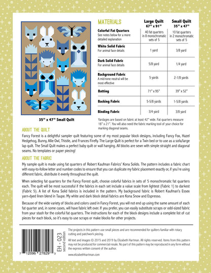 Elizabeth Hartman Fancy Forest Pattern - 2 Size Variations Per Pattern