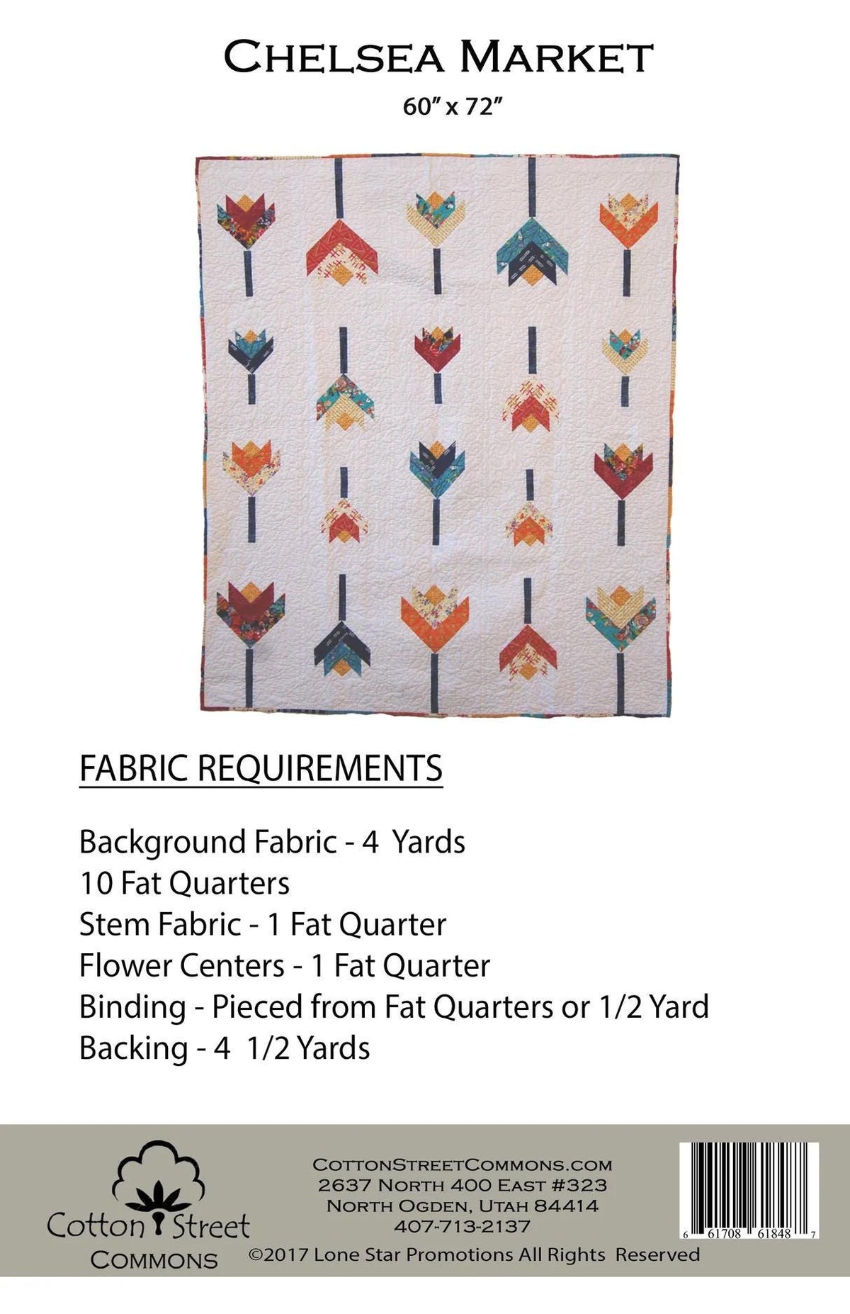 DIGITAL DOWNLOAD Cotton Street Commons Chelsea Market Quilt Pattern Finished Size 60"x72"