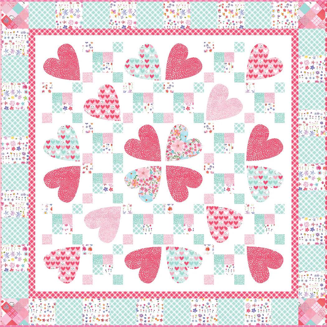The Whimsical Workshop Burst of Love Quilt Pattern Finished Size: 48"x48"
