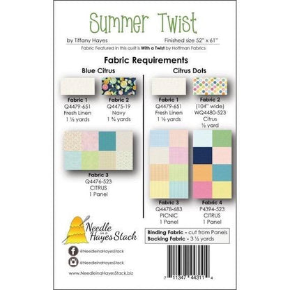 Needle in a Hayes Stack Summer Twist Quilt Pattern Finished Size: 52"x61"