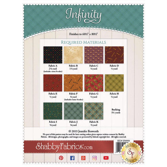 Shabby Fabrics Infinity Quilt Pattern Finished Size: 60.5"x80.5"