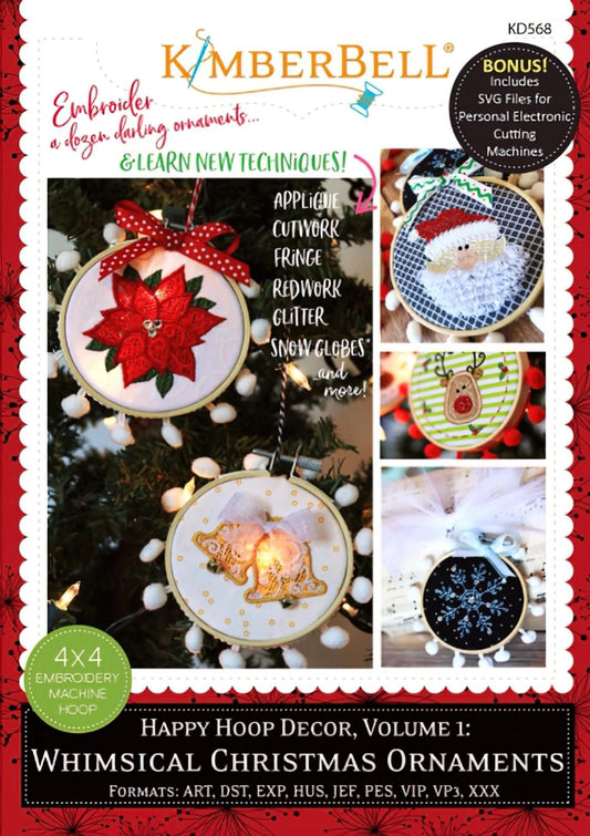 Kimberbell Happy Hoops Decor Volume I: Whimsical Christmas Ornaments Machine Embroidery CD (optional accessory bundles available)
