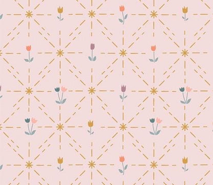 Art Gallery Bloom & Shine Quilt Kit Featuring Sewcial Bee Collective GeoBloom Fabric Collection Authentic Premium 100% Cotton Fabrics
