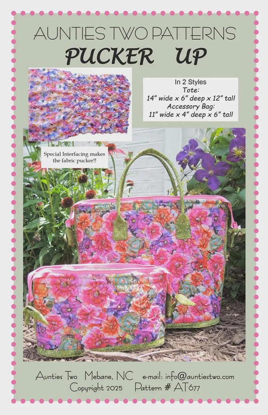 Aunties Two Pucker Up Tote Pattern AT677 - 2 Styles Per Pattern