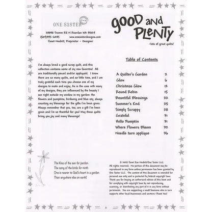 One Sister Good & Plenty Quilt Pattern Book (Softcover)