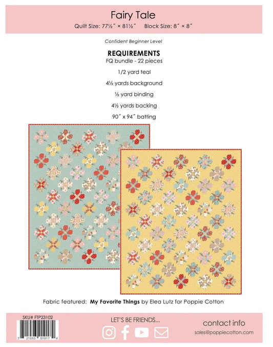 Poppie Cotton Fairy Tale Quilt Pattern FTP23102 Finished Size: 77.5"x81.5"