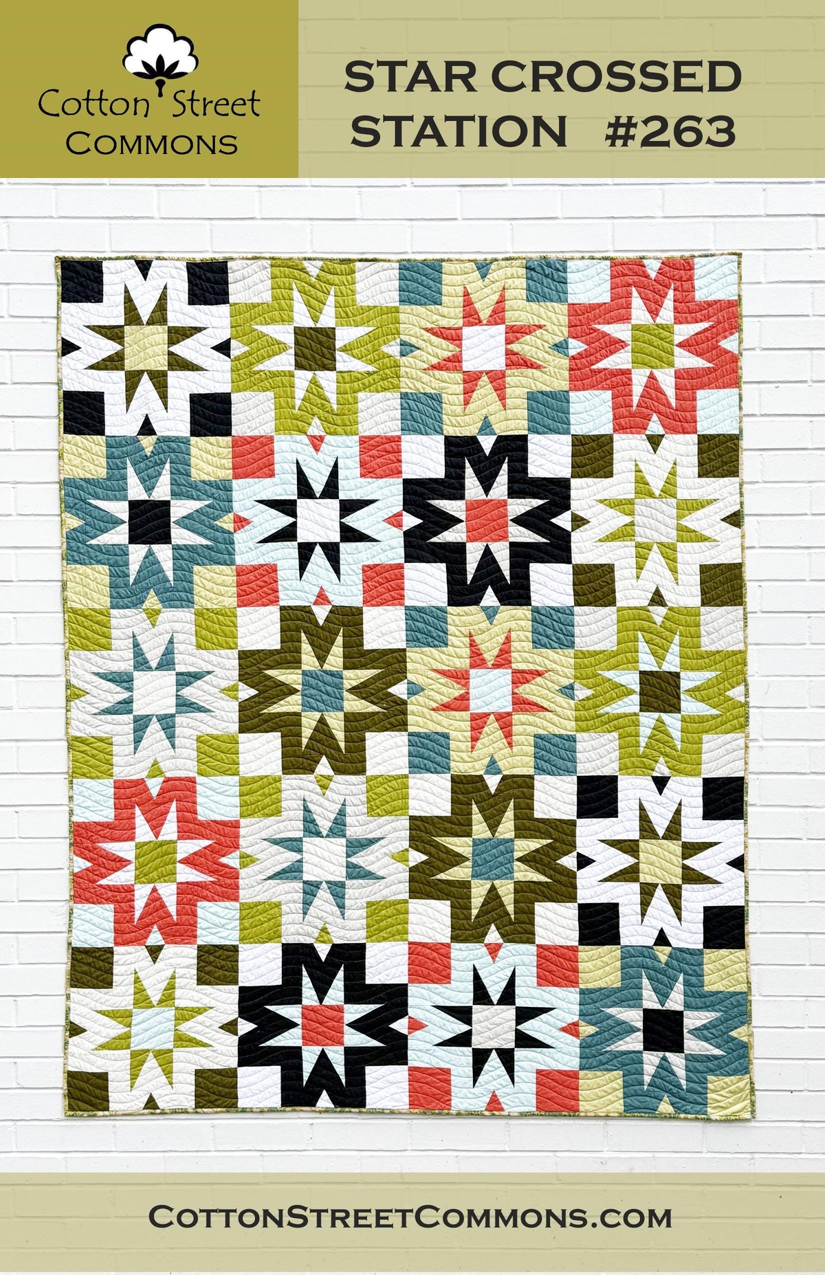 PDF Cotton Street Commons Star Crossed Station Quilt Pattern #262 Finished Size: 64"x80"
