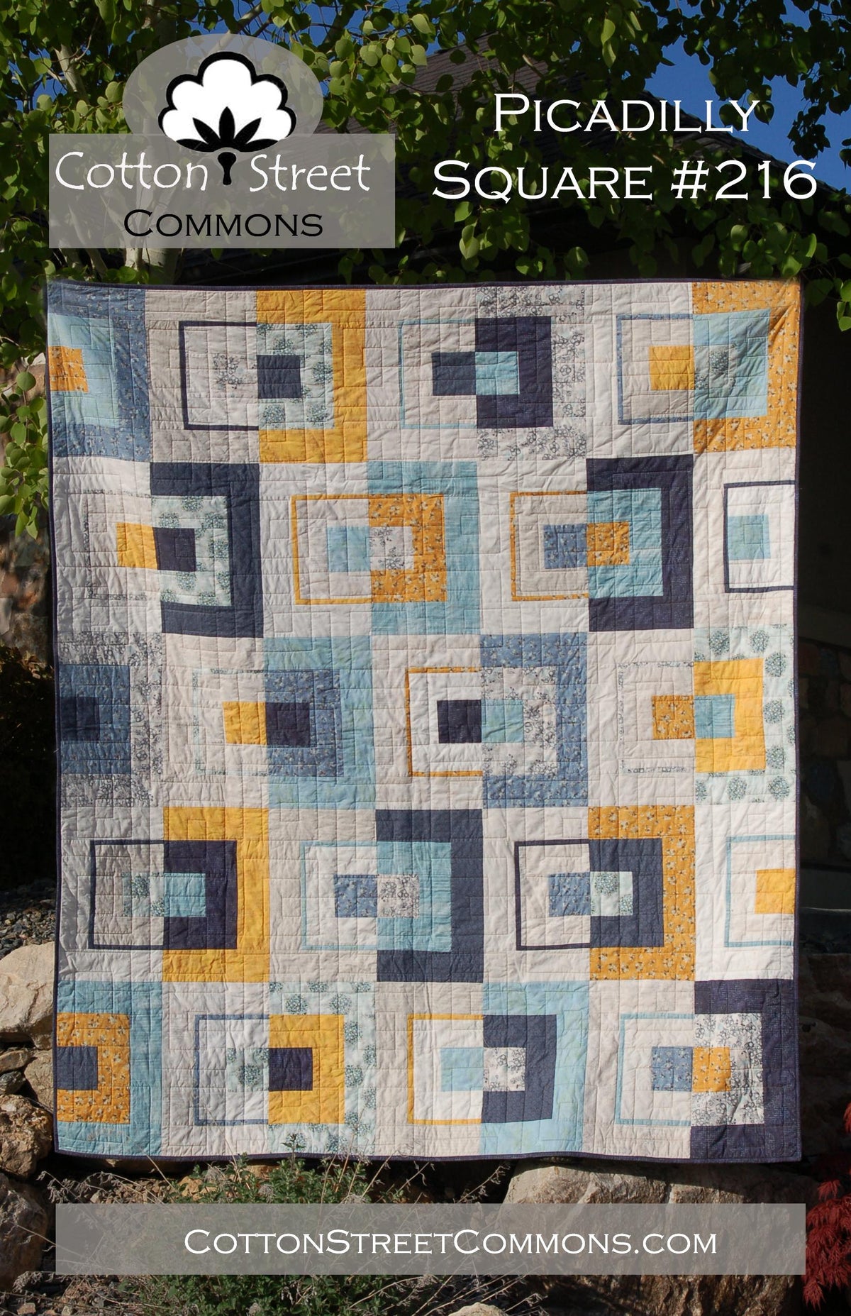 PDF Cotton Street Commons Picadilly Square Quilt Pattern #216 Finished Size: 70"x80"
