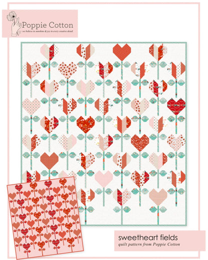Poppie Cotton Sweetheart Fields Quilt Pattern PC1977 Finished Size: 48"x50"