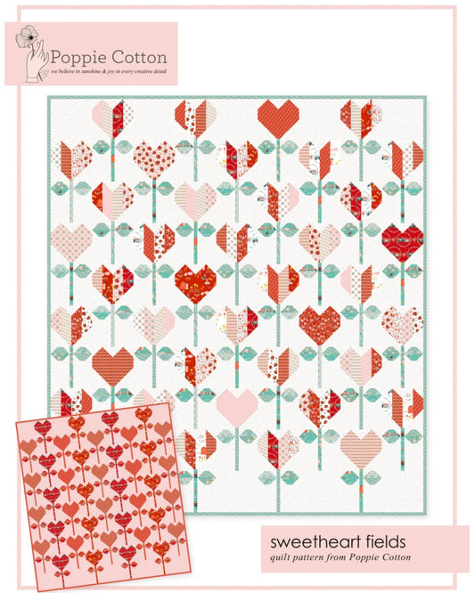 Poppie Cotton Sweetheart Fields Quilt Pattern PC1977 Finished Size: 48"x50"