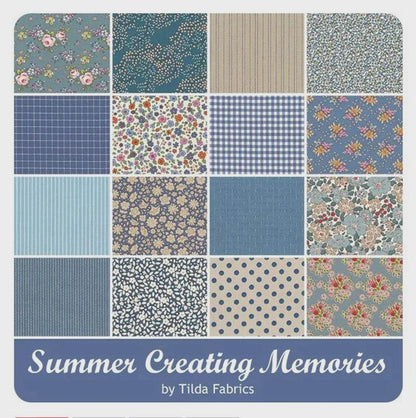 Tilda Creating Memories Summer & Ocean Blues Fabric Collection 16pc Fat Eight Bundle Authentic Premium 100% Cotton Fabrics
