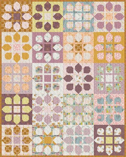 Art Gallery Bloom & Shine Quilt Kit Featuring Sewcial Bee Collective GeoBloom Fabric Collection Authentic Premium 100% Cotton Fabrics