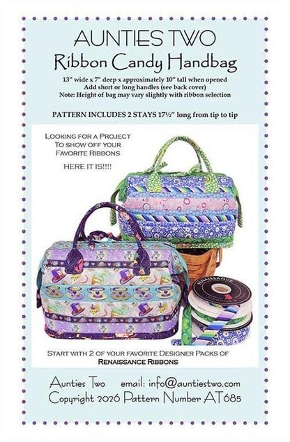 Aunties Two Ribbon Candy Handbag Bag Pattern AT685