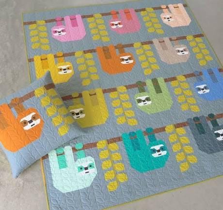 Elizabeth Hartman Snuggly Sloths Pattern EH-085 - 3 Size Variations Per Pattern