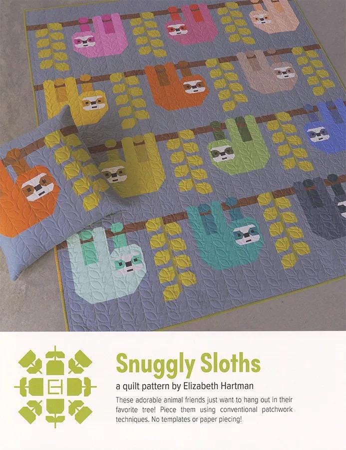 Elizabeth Hartman Snuggly Sloths Pattern EH-085 - 3 Size Variations Per Pattern