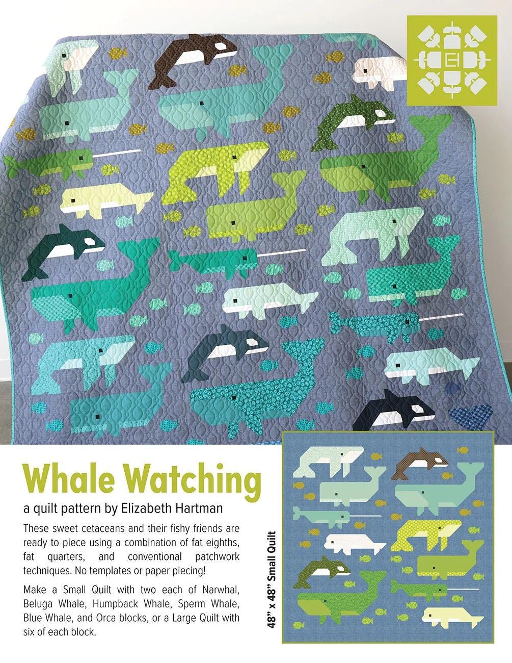 Elizabeth Hartman Whale Watching Pattern EH-087 - 2 Size Variations Per Pattern