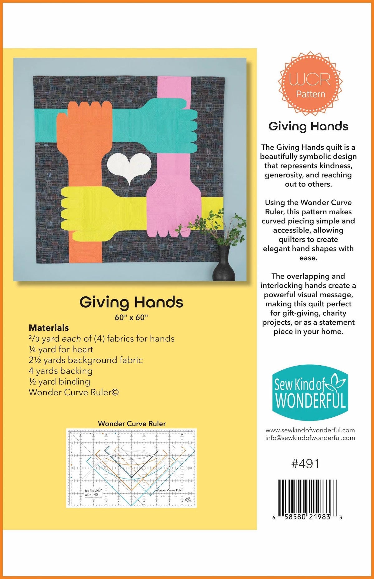 Sew Kind of Wonderful Giving Hands Quilt Pattern Finished Size: 60"x60" (SKW Rulers Sold Separately)