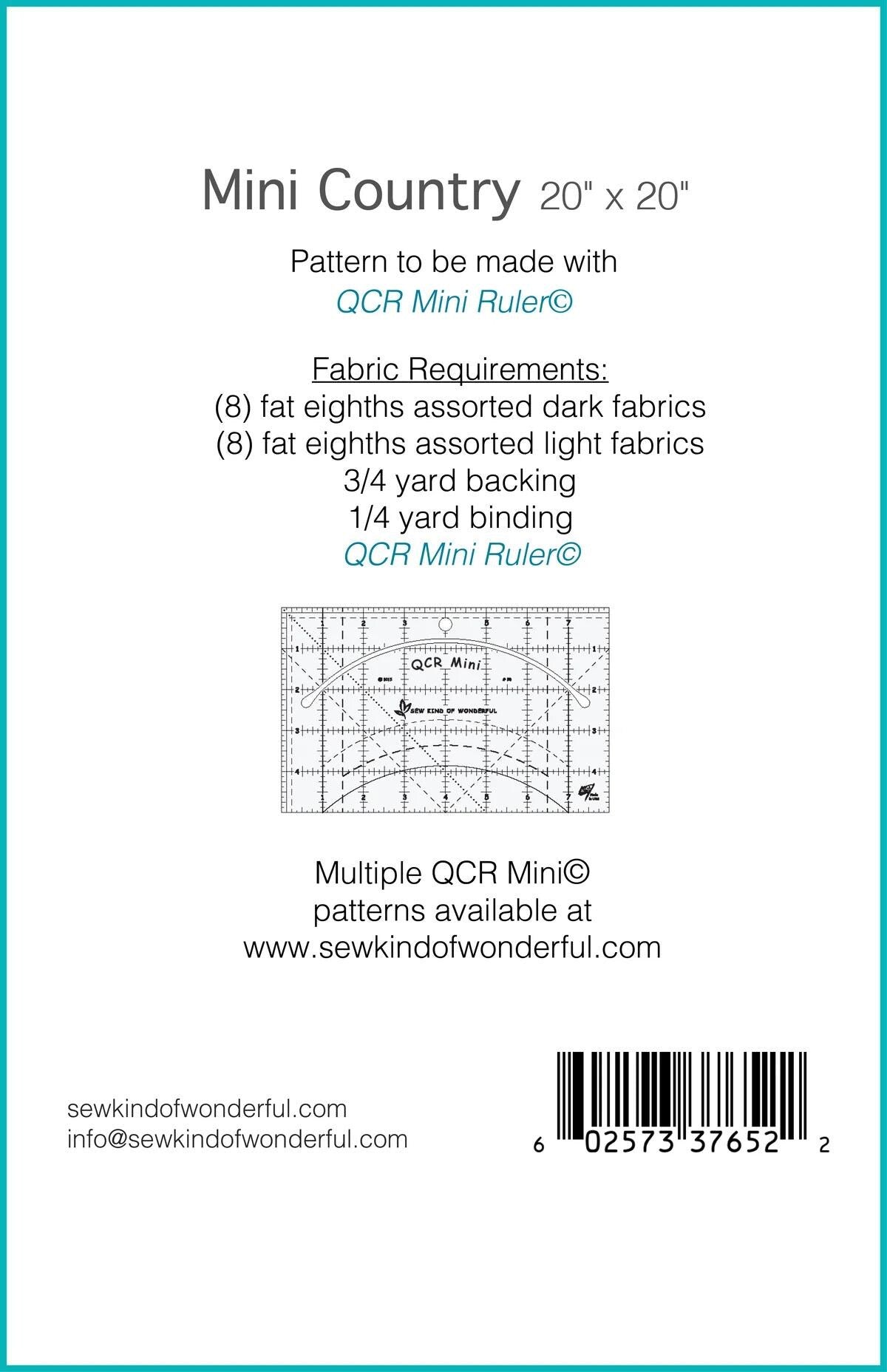 Sew Kind of Wonderful Mini Country Wall Quilt Pattern #508 Finished Size 20"x20" (SKW Rulers Sold Separately)