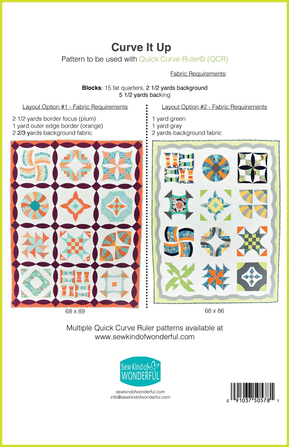 Sew Kind of Wonderful Curve It Up Quilt Pattern #408 - 2 Size Variations (SKW Rulers Sold Separately)