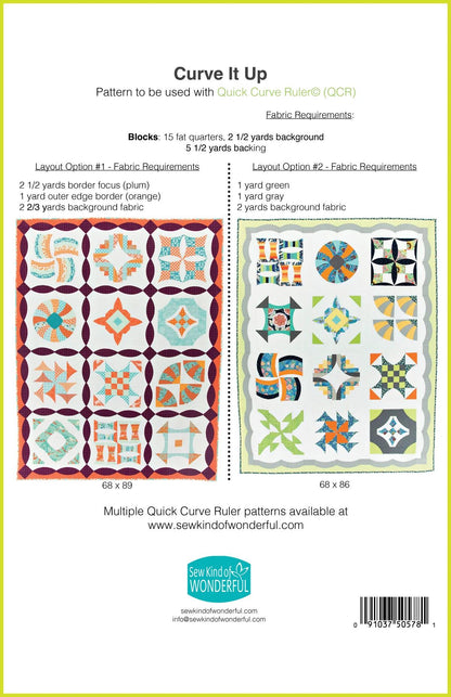 Sew Kind of Wonderful Curve It Up Quilt Pattern #408 - 2 Size Variations (SKW Rulers Sold Separately)